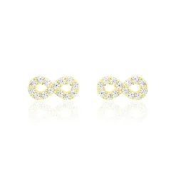 Boucles D'oreilles Puces Fannelle Infini Or Jaune Oxyde De Zirconium