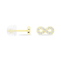 Boucles D'oreilles Puces Fannelle Infini Or Jaune Oxyde De Zirconium