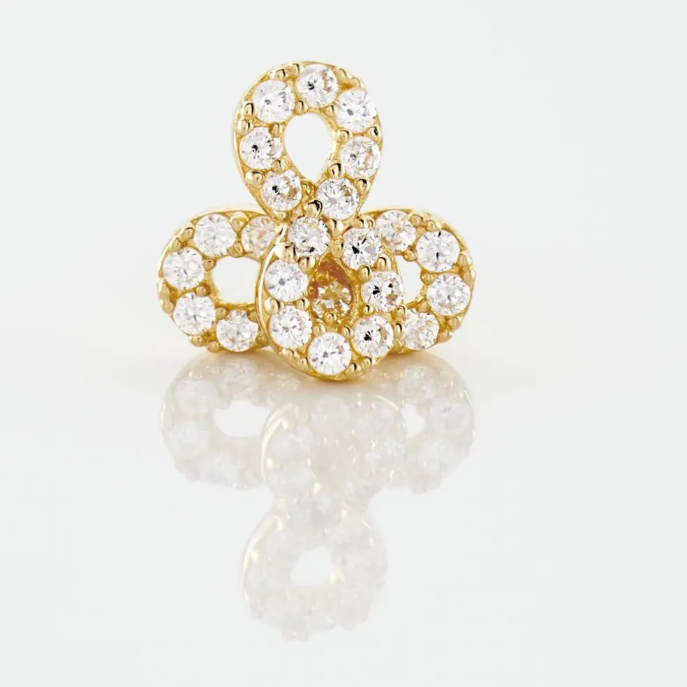 Boucles D'oreilles Puces Fannelle Infini Or Jaune Oxyde De Zirconium