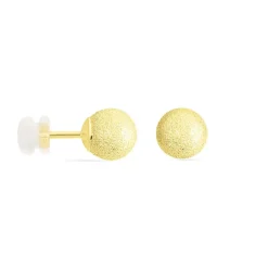 Boucles D'oreilles Puces Fidelia Boule Sablee Or Jaune