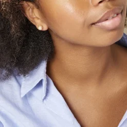 Boucles D'oreilles Puces Fidelia Boule Sablee Or Jaune