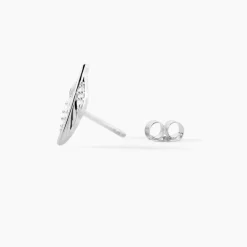 Boucles D'oreilles Puces Feath Argent Blanc Oxyde De Zirconium