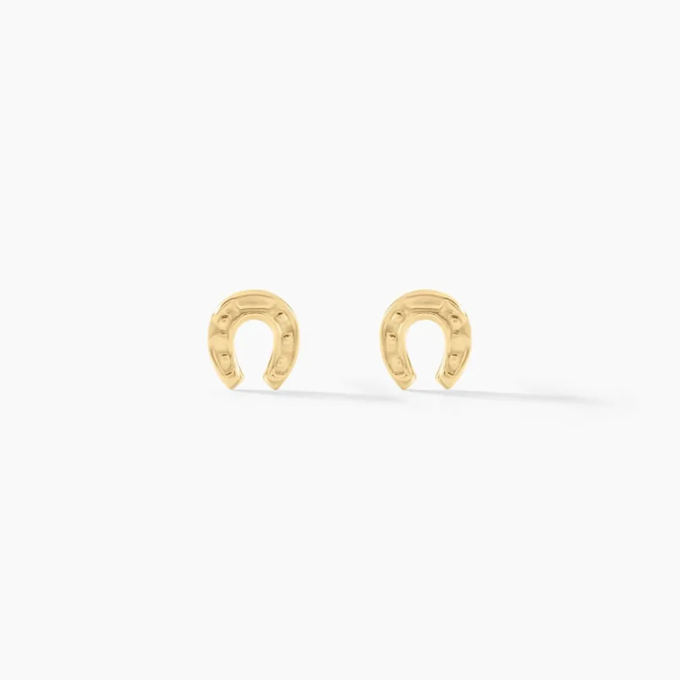 Boucles D'oreilles Puces Freyia Cheval Or Jaune