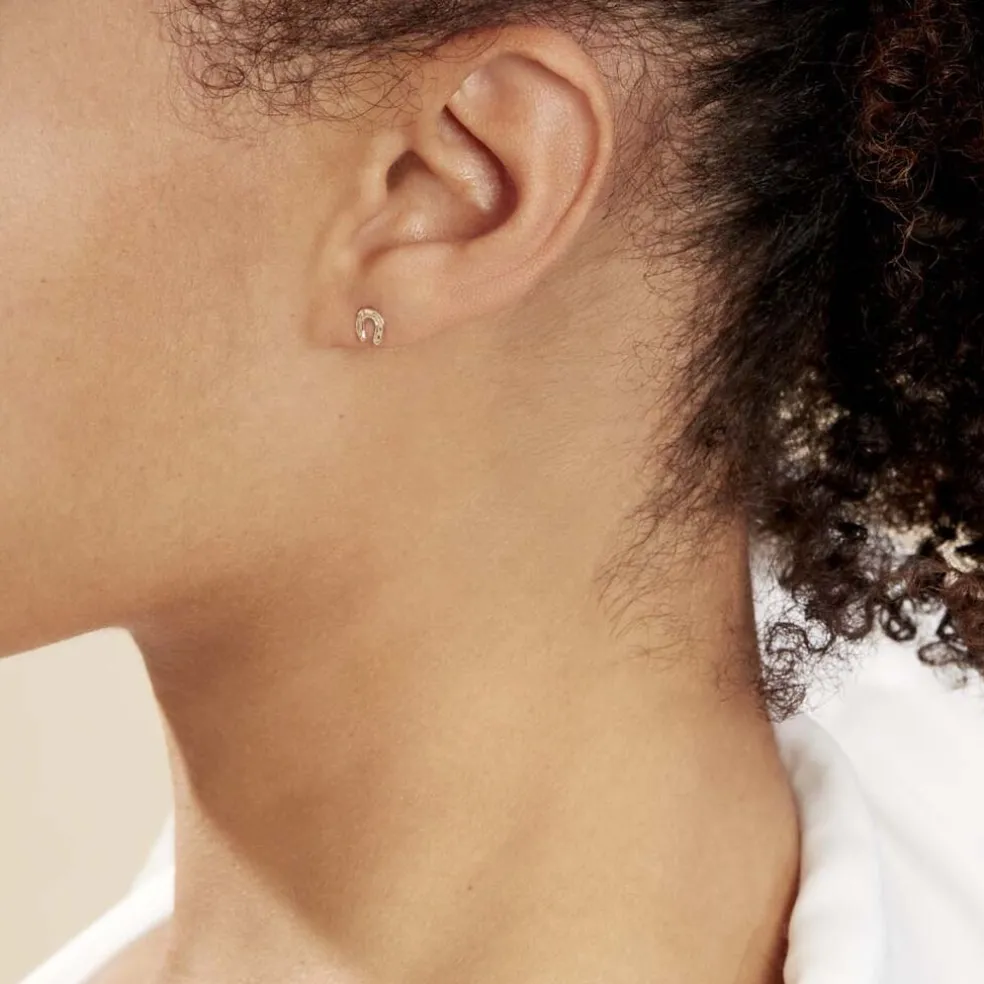 Boucles D'oreilles Puces Freyia Cheval Or Jaune