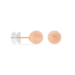 Boucles D'oreilles Puces Fidelia Boule Sablee Or Rose