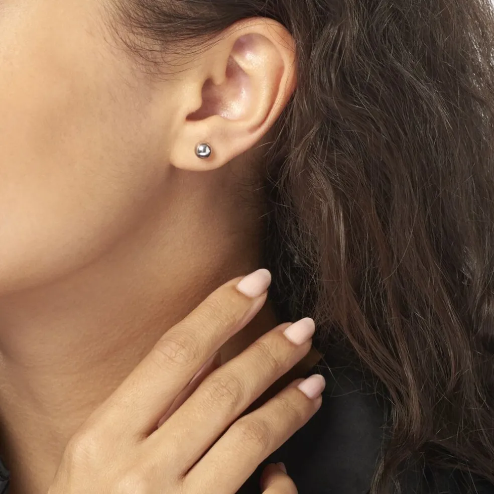 Boucles D'oreilles Puces Fidelia Boule Or Blanc