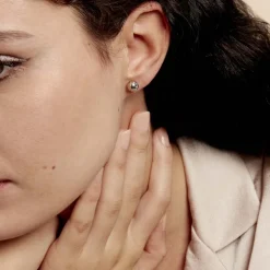 Boucles D'oreilles Puces Fidelia Boule Or Blanc