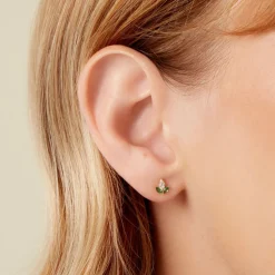 Boucles D'Oreilles Puces Firenze Or Jaune Oxyde De Zirconium