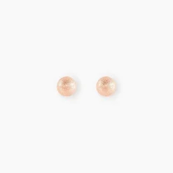 Boucles D'oreilles Puces Fidelia Boule Sablee Or Rose