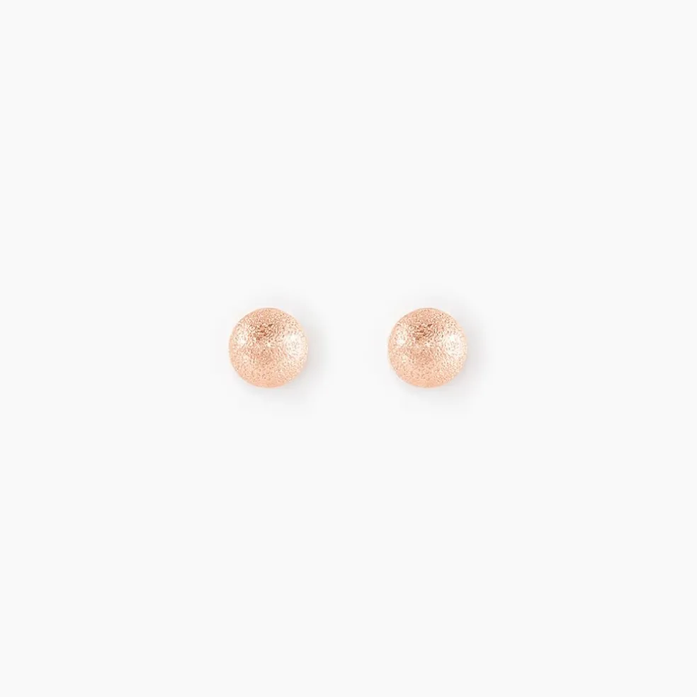 Boucles D'oreilles Puces Fidelia Boule Sablee Or Rose