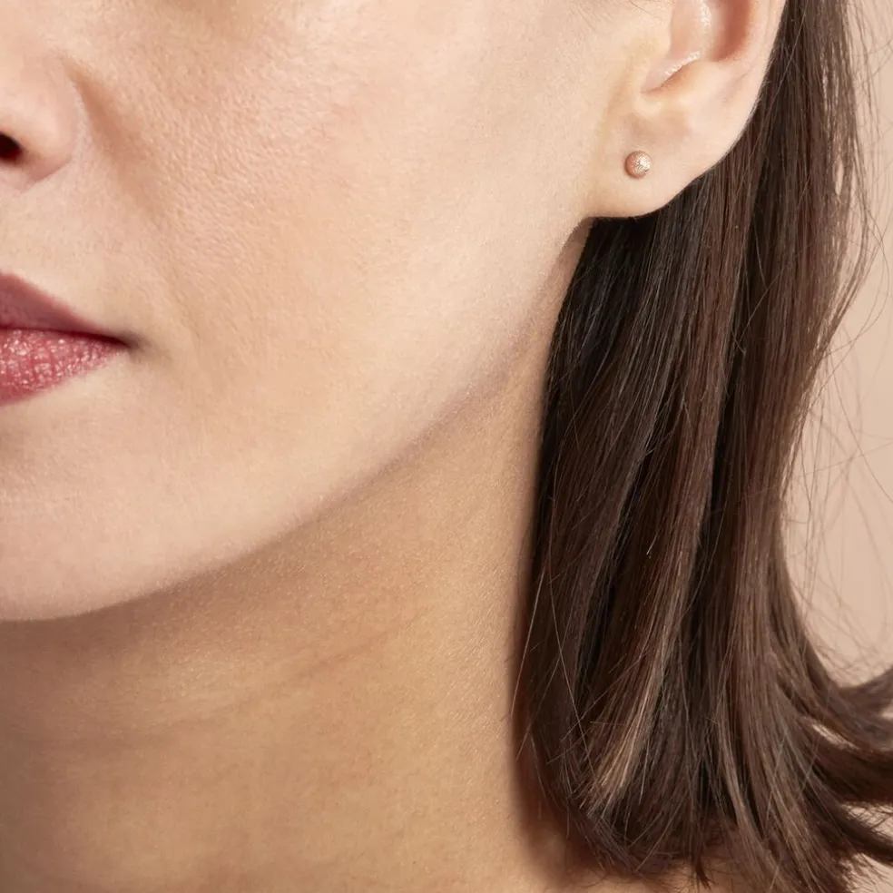 Boucles D'oreilles Puces Fidelia Boule Sablee Or Rose