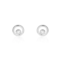 Boucles D'oreilles Puces Fidelia Or Blanc Diamant