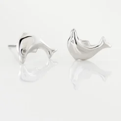 Boucles D'oreilles Puces Fulvie Dauphin 5 Or Blanc