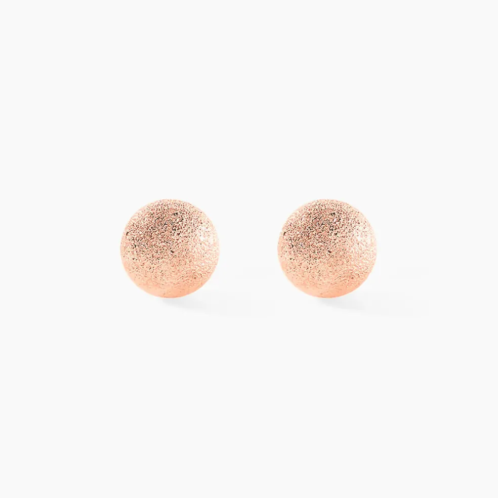 Boucles D'oreilles Puces Fidelia Boule Sablee Or Rose