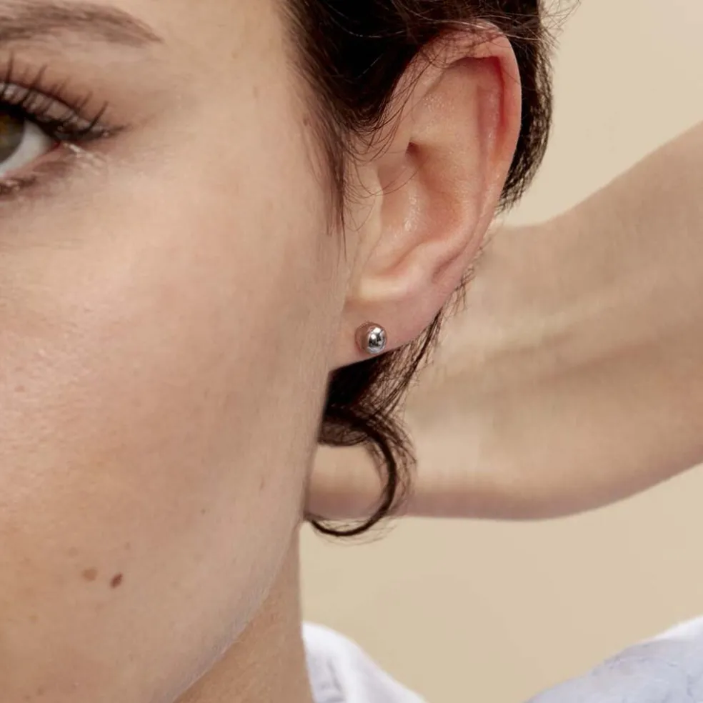 Boucles D'oreilles Puces Fidelia Boule Or Blanc