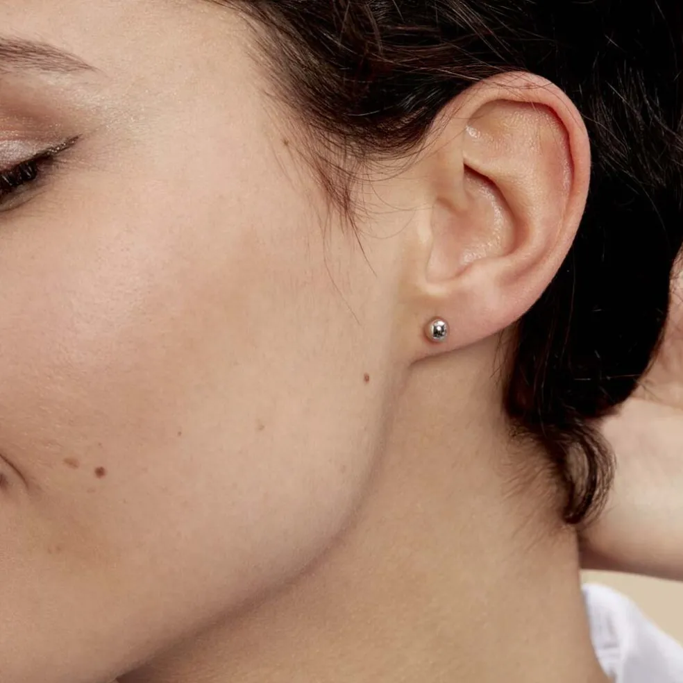 Boucles D'oreilles Puces Fidelia Boule Or Blanc