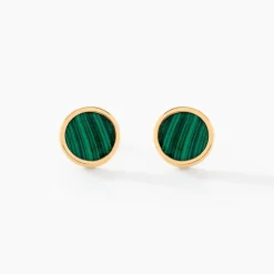 Boucles D'oreilles Puces Florica Or Jaune Malachite