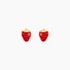 Boucles D'oreilles Puces Fraise Or Jaune