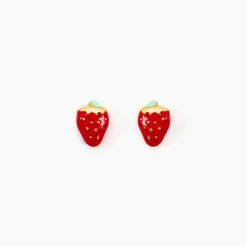 Boucles D'oreilles Puces Fraise Or Jaune
