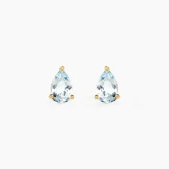 Boucles D'oreilles Puces Goutte Or Jaune Topaze