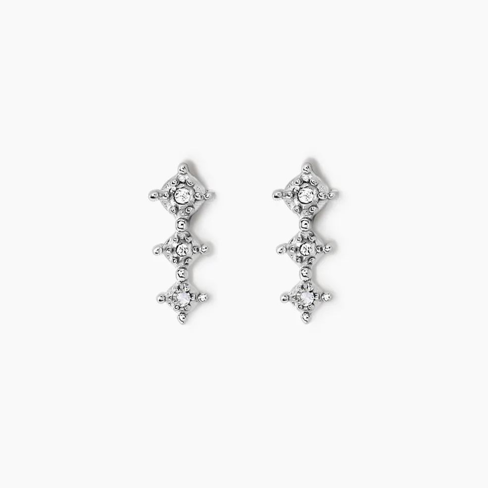 Boucles D'oreilles Puces Ganesha Or Blanc Diamant