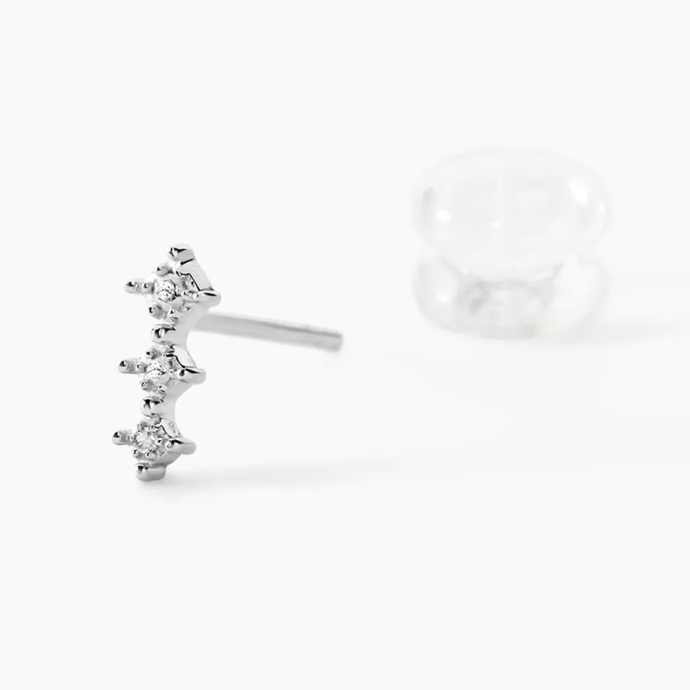 Boucles D'oreilles Puces Ganesha Or Blanc Diamant