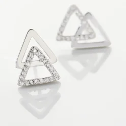 Boucles D'oreilles Puces Glorya Argent Blanc Oxyde De Zirconium