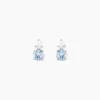 Boucles D'oreilles Puces Giana Or Blanc Topaze Et Oxyde De Zirconium