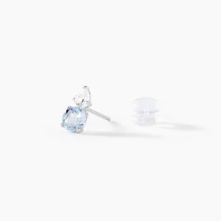 Boucles D'oreilles Puces Giana Or Blanc Topaze Et Oxyde De Zirconium