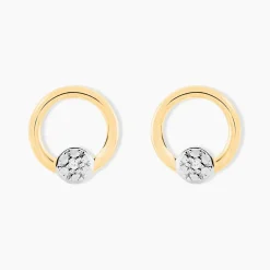 Boucles D'oreilles Puces Gisa Jaune Diamant Blanc