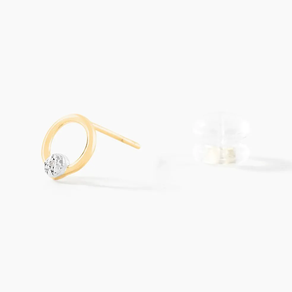 Boucles D'oreilles Puces Gisa Jaune Diamant Blanc