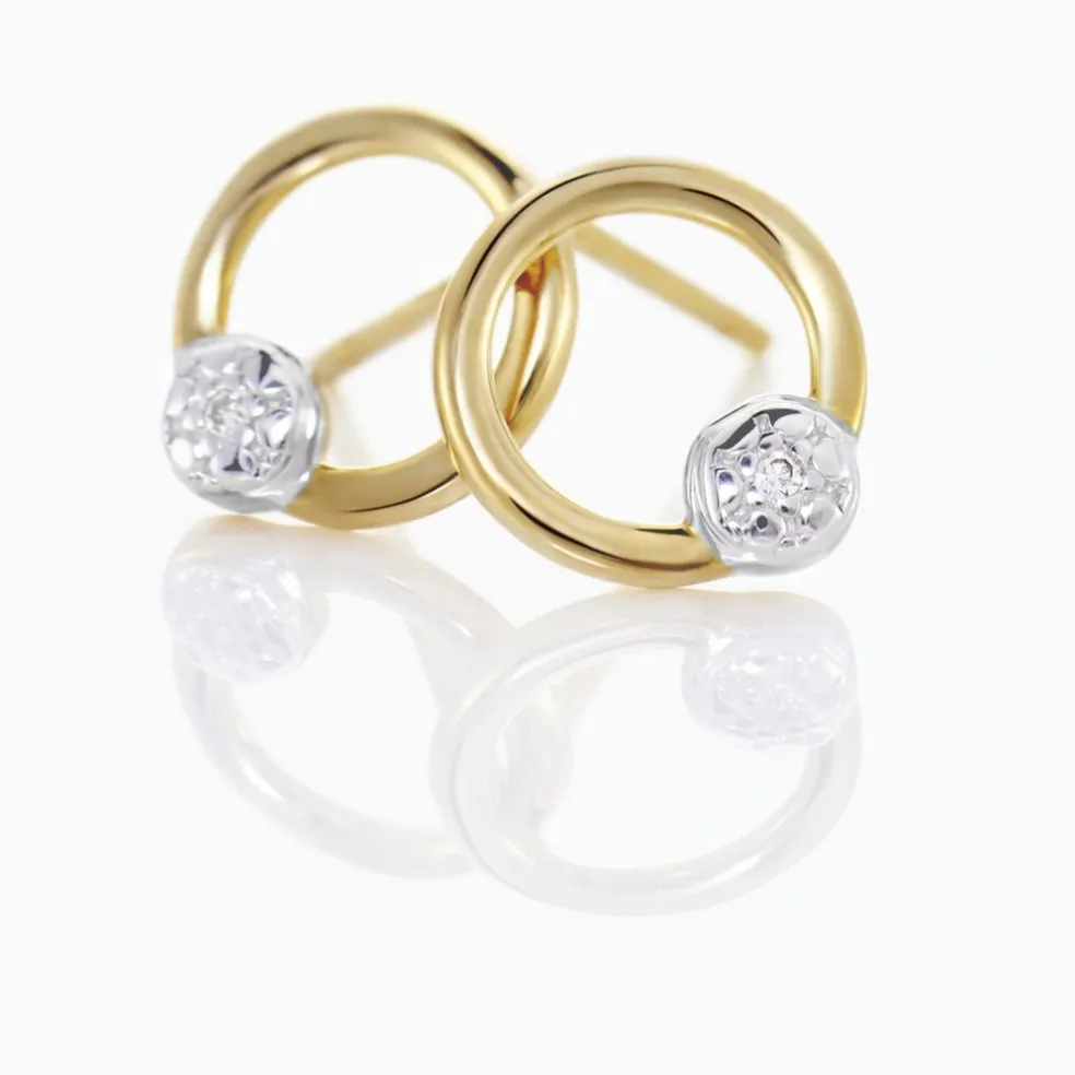 Boucles D'oreilles Puces Gisa Jaune Diamant Blanc