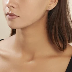 Boucles D'oreilles Puces Gisa Jaune Diamant Blanc