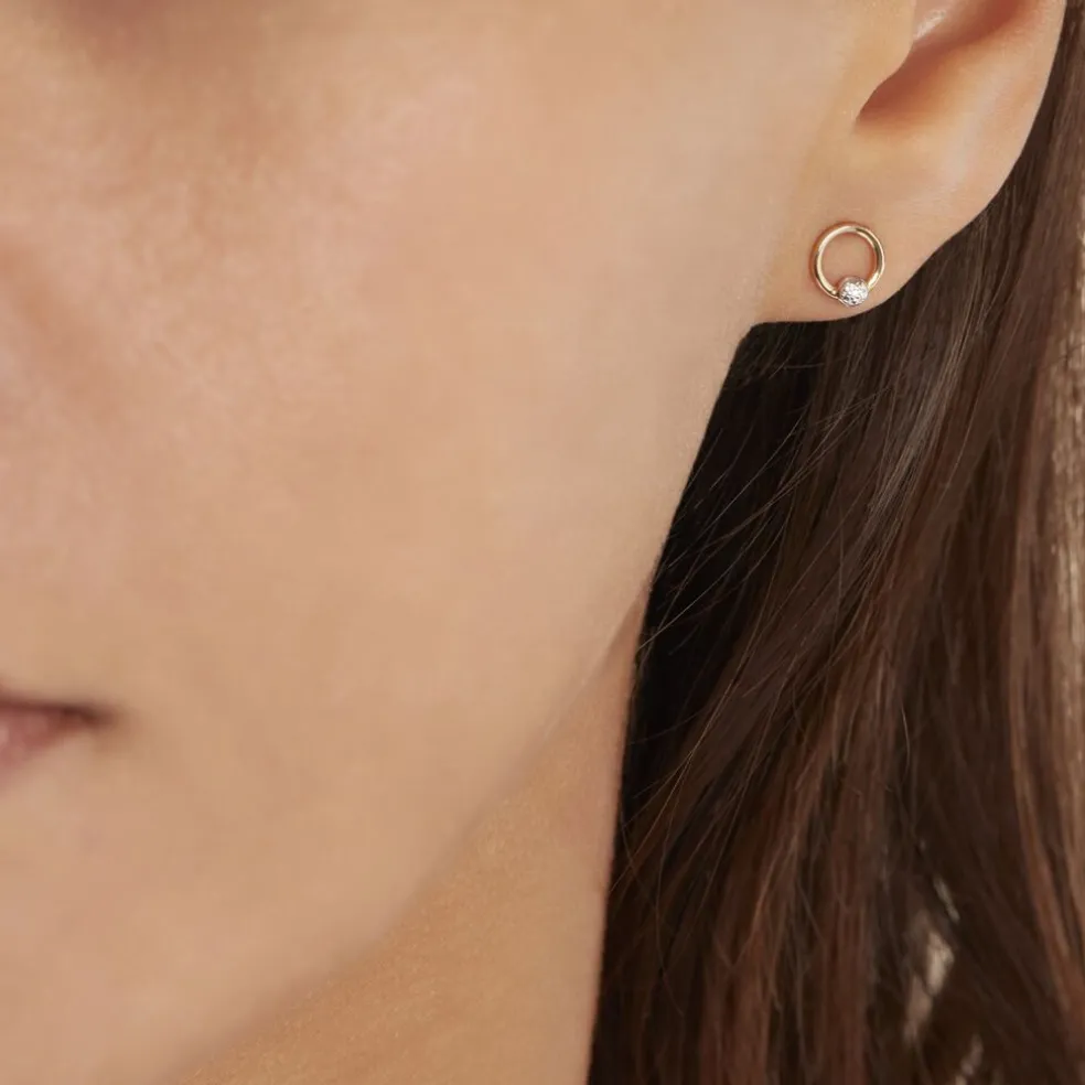 Boucles D'oreilles Puces Gisa Jaune Diamant Blanc