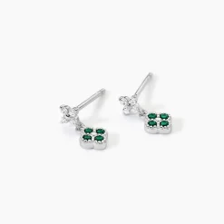 Boucles D'Oreilles Puces Germaine Argent Blanc Oxyde De Zirconium Spinelle