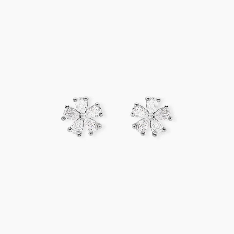 Boucles D'oreilles Puces Gisabel Argent Blanc Oxyde De Zirconium