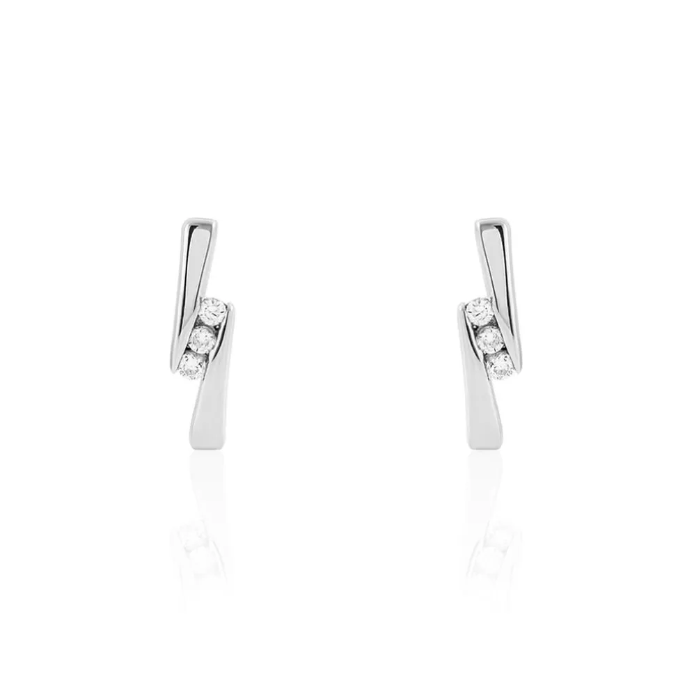 Boucles D'oreilles Puces Galya Or Blanc Diamant