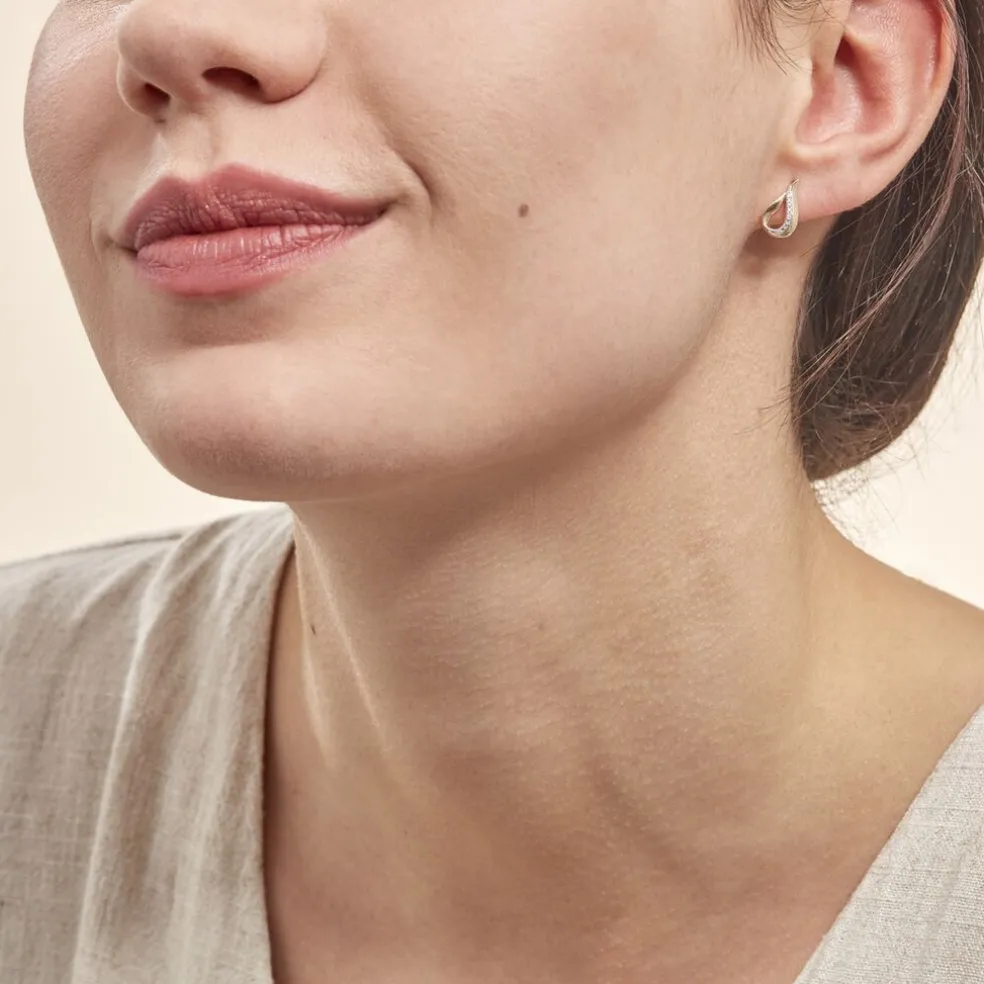 Boucles D'oreilles Puces Goccie Or Jaune Diamant
