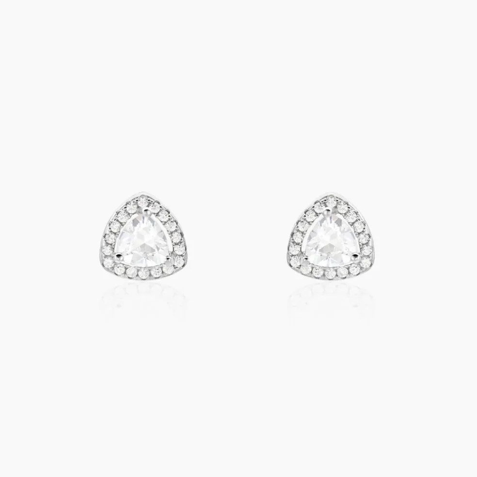Boucles D'oreilles Puces Gorka Argent Blanc Oxyde De Zirconium