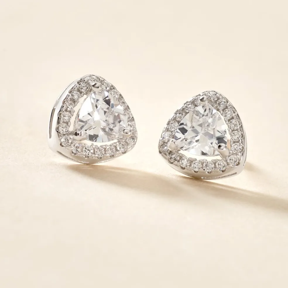 Boucles D'oreilles Puces Gorka Argent Blanc Oxyde De Zirconium