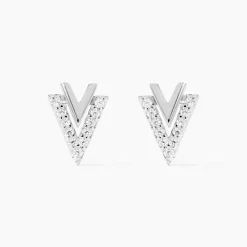 Boucles D'oreilles Puces Guenolee Argent Blanc Oxyde De Zirconium