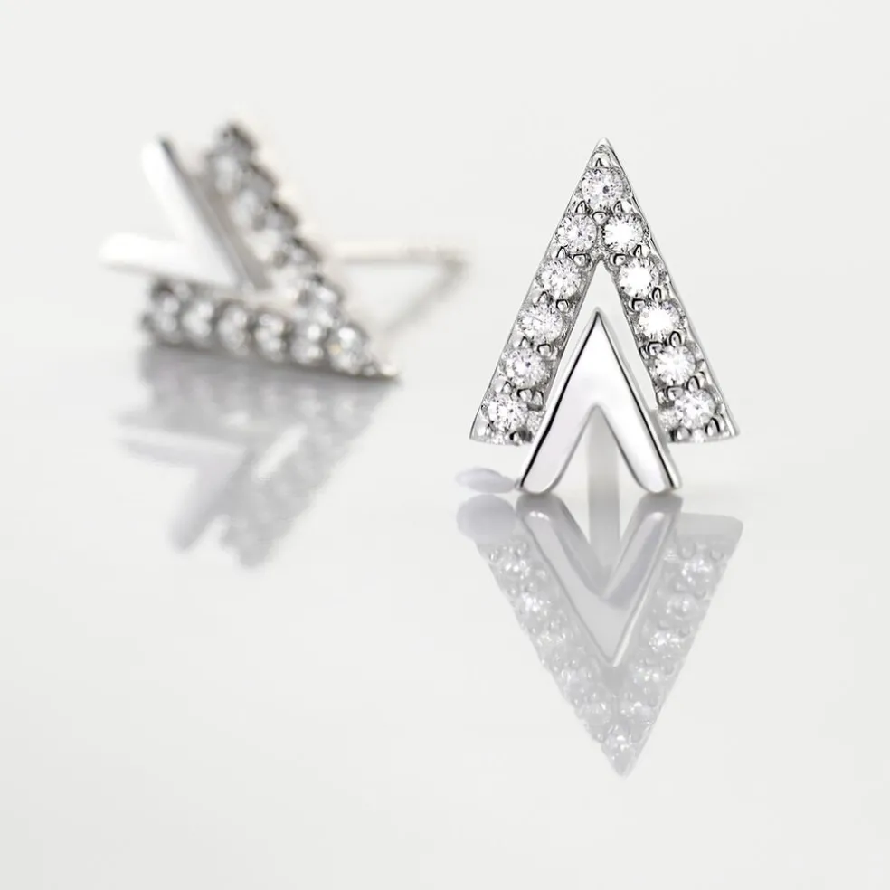 Boucles D'oreilles Puces Guenolee Argent Blanc Oxyde De Zirconium