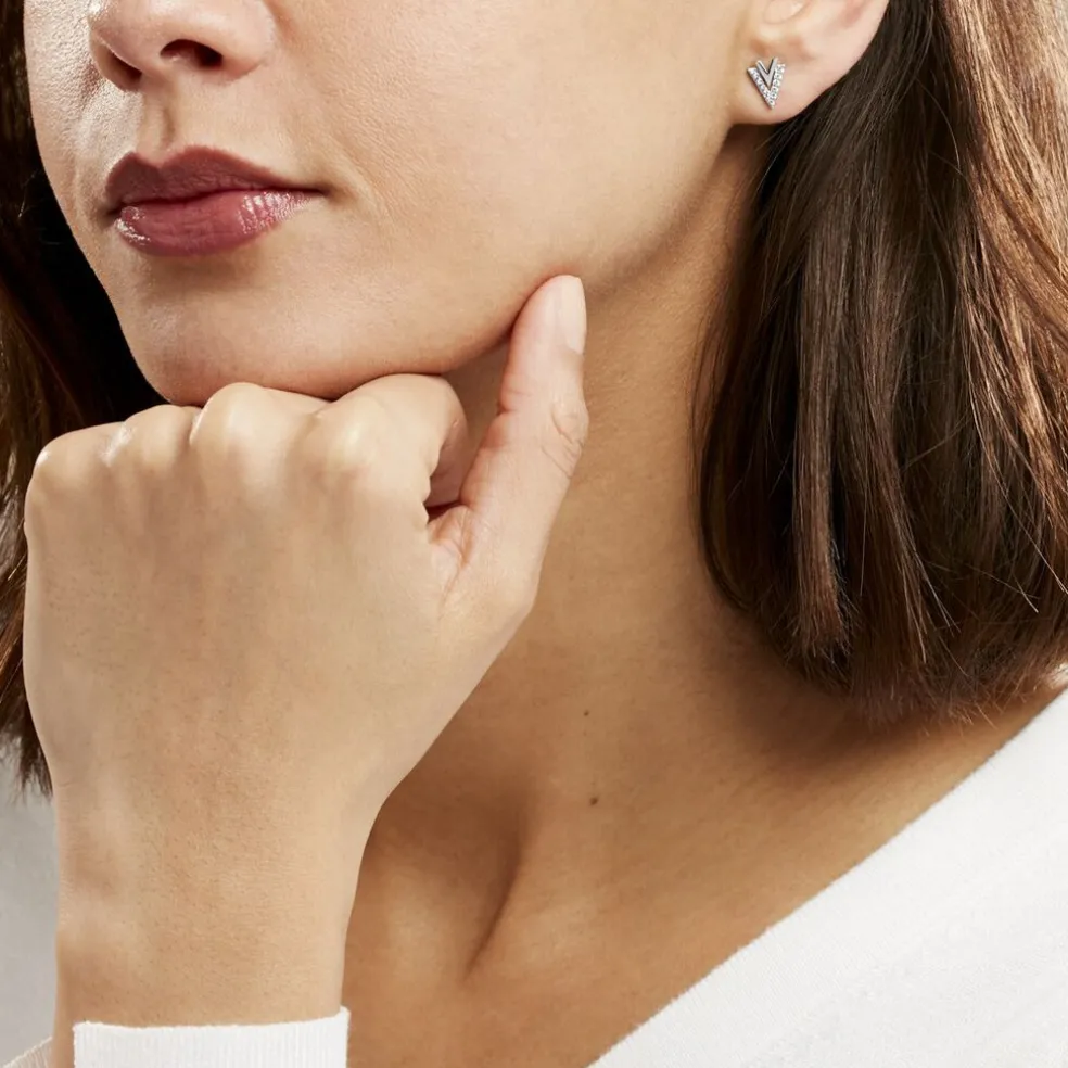 Boucles D'oreilles Puces Guenolee Argent Blanc Oxyde De Zirconium