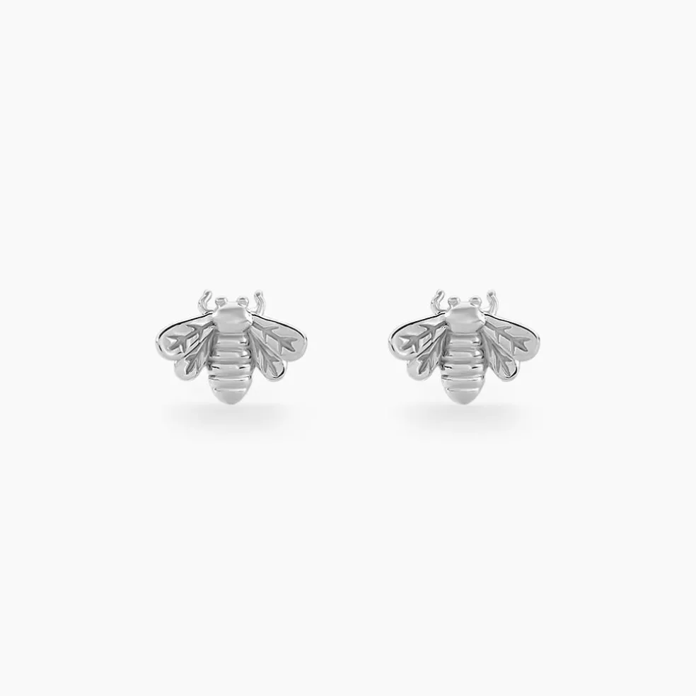 Boucles D'oreilles Puces Honey Argent Blanc