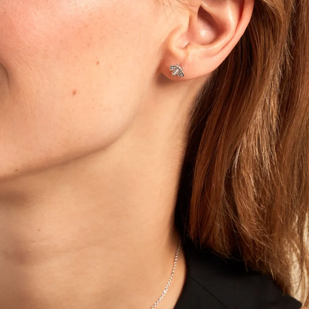 Boucles D'oreilles Puces Honey Argent Blanc