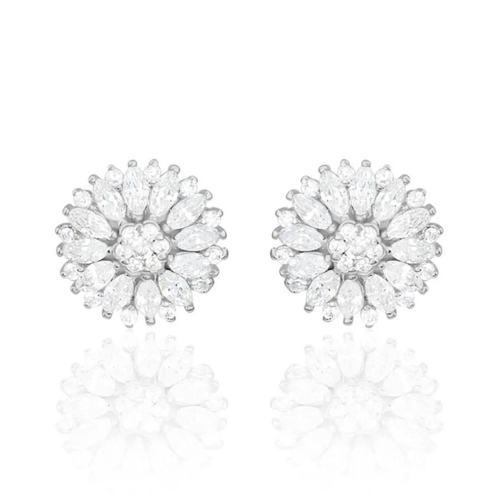 Boucles D'oreilles Puces Hyelana Argent Blanc Oxyde De Zirconium