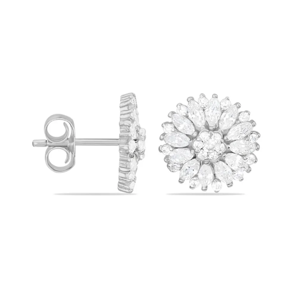 Boucles D'oreilles Puces Hyelana Argent Blanc Oxyde De Zirconium