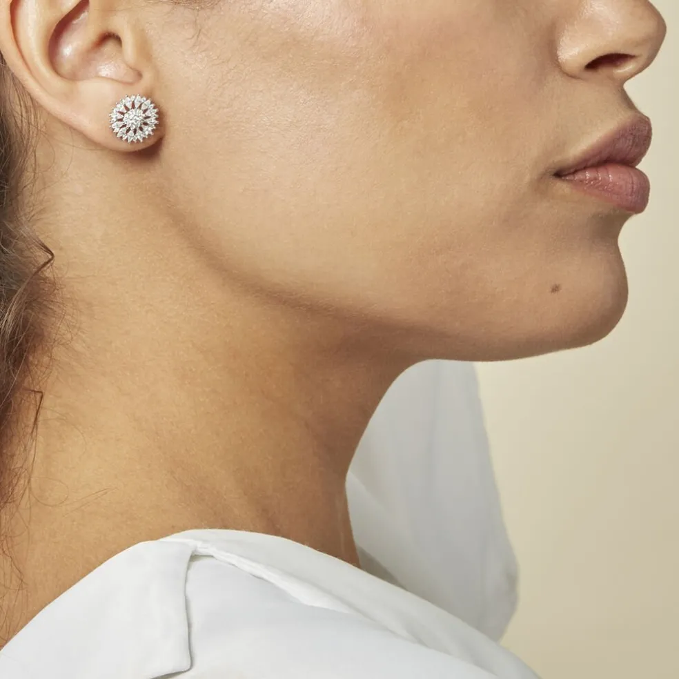 Boucles D'oreilles Puces Hyelana Argent Blanc Oxyde De Zirconium