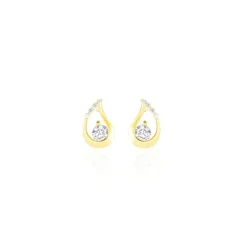 Boucles D'oreilles Puces Helie Goutte Or Jaune Oxyde De Zirconium