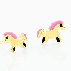 Boucles D'oreilles Puces Heldea Cheval Or Jaune